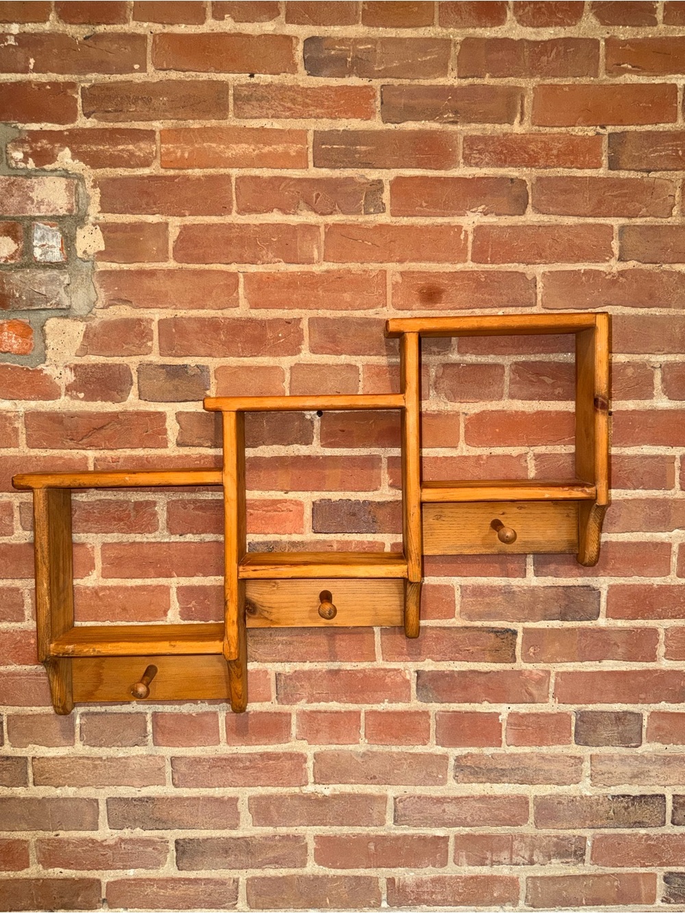 3 Tier Wood Wall Shelves Curio Shadow Box Display Hooks Trinket Knick Knacks - Picture 1 of 13
